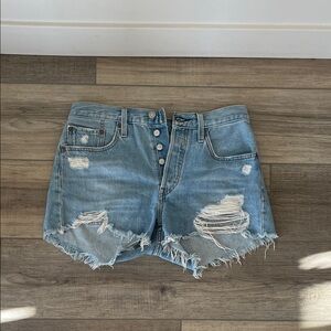 Levi's Light Blue Distressed Jean Shorts